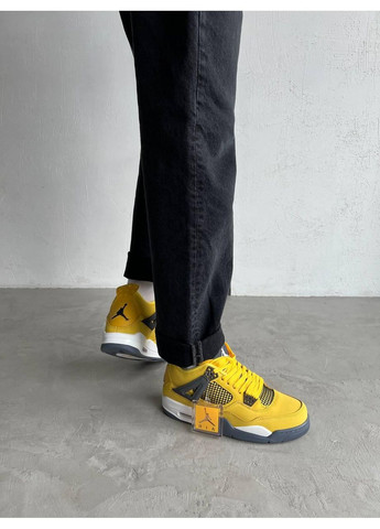 Білі Осінні кросівки чоловічі nike air jordan retro 4 yellow 1 найк аір джордан No Brand