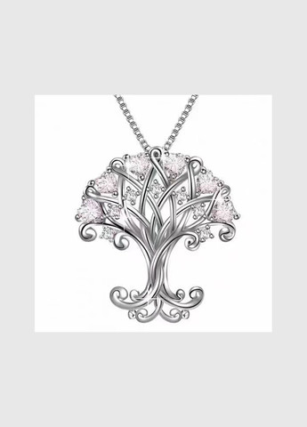Кулон подвеска на цепочке в виде серебряного Дерева Жизни с белыми фианитами 3.0 см Liresmina Jewelry (291119877)