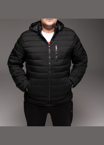 Чорна демісезонна утеплена стьобана куртка батал Vakko