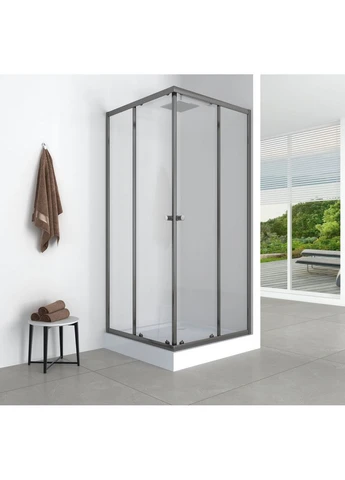Душевая кабина с низким поддоном CUBIC SCT01-90x90x195-TR GRAPHITE прозрачное стекло 4мм Mixxus (392430168)
