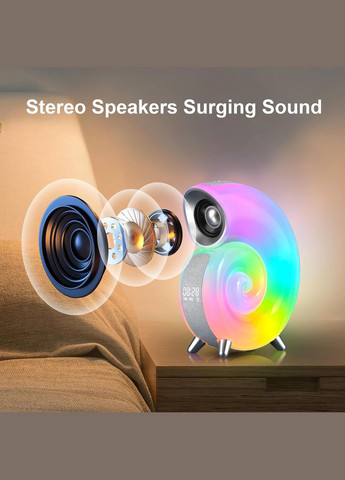 Портативна колонка нічник 4 в 1 Conch Music Light з годинником,RGB підсвідка, будильником Unbranded (314477865)
