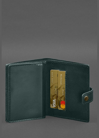 Кожаная обложка-портмоне для военного билета офицера запаса (узкий документ) Зелёный (A-028335) BlankNote (328961642)