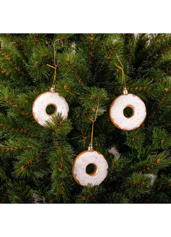Елочные пластиковые украшения Пончики комплект 3шт, Ø 8см, белые Chomik (367114037)
