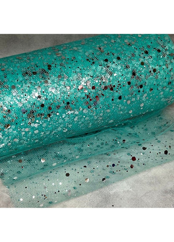 Фатин з сріблястими блискітками -Бірюзовий, ширина 15 см, 1 метр, арт 019609 No Brand (369608726)