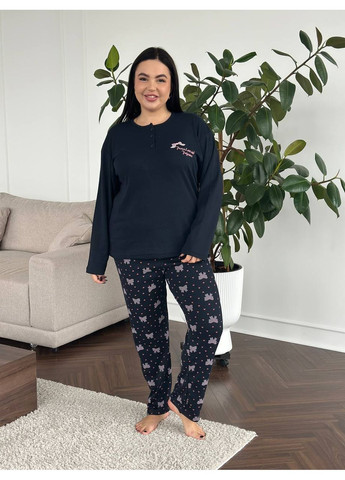 Темно-синя всесезон домашній костюм-піжама plus size Vakko