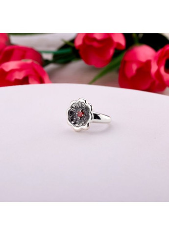 Кільце срібне квітка Калачик Granat 925 Zirkon 19.5 розмір Skifska Etnika (364203273)