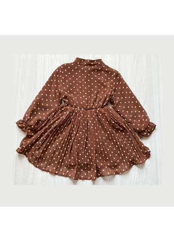 Горчичное платье шифоновое в горошек, утепленное Chaoge (366870652)