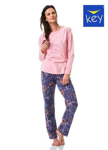 Розовая пижама женская mix принт lns 252 b23 Key