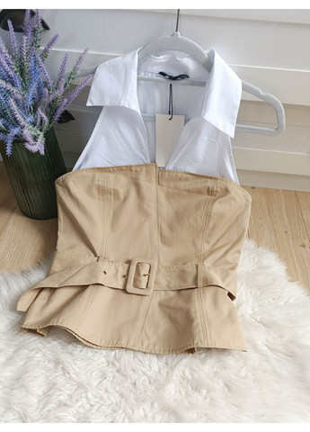 Комбінований топ із коміром хальтер Zara (354816897)