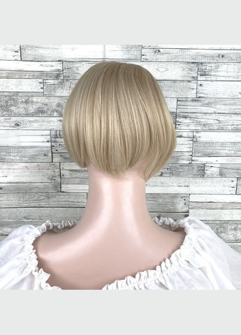 Накладка блонд прямая с пробором и челкой топер на шпильках из искусственных волос 25 см No Brand 5487 (322770696)