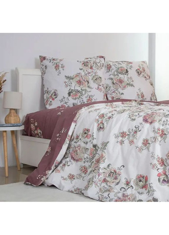 Євро комплект постільної білизни Бязь з наволочками 70*70 см, 115 гр/м2 Josephina Білий з коричневим (19840200215) ТЕП (365851920)