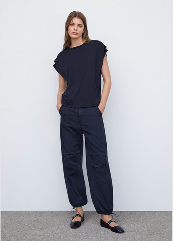 Топ футболка синяя оверсайз свободного кроя Mango - (329295753)