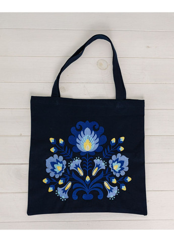 Шопер з вишивкою Квіткова казка Синій No Brand (370050835)