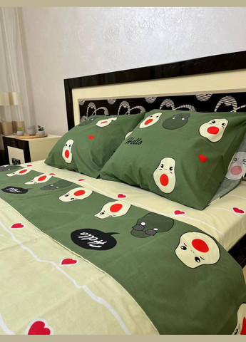 Постельное белье хлопковое Авокадо Двуспальное Простынь на резинке 160x200х20 Бязь Зеленое 50 х 70 No Brand (303616751)