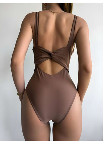 Коричневый летний женский летний сексуальный купальник монокини коричневый шоколадный слитный No Brand