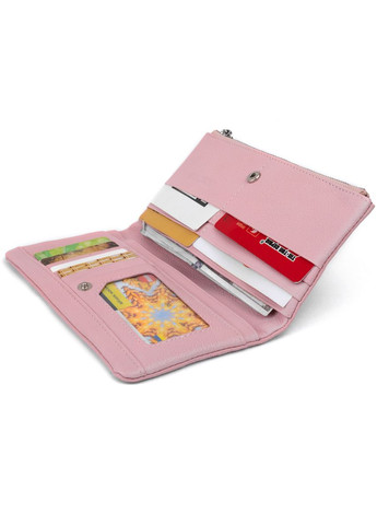 Женский кошелек на кнопке с карманом на молнии из натуральной кожи розовый (sku_19201) No Brand (328218815)