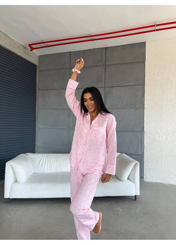 Рожева всесезон жіноча піжама | рожева сорочка + брюки Vital-Textile 1240