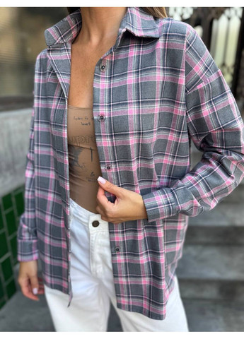 Розовая праздничный, повседневный, классическая рубашка в клетку queensleep_7km с длинным рукавом