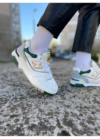 Серые демисезонные кроссовки мужские new balance 550 white nightwatch green bb550pwc нью беланс 550 No Brand