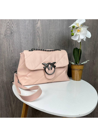 Клатч стьобаний на плече з екошкіри пудровий для жінок ProDobro (363136137)