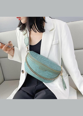 Жіноча сумка-слінг зміїна, Бананка сумка для дівчини, міні сумочка на груди під рептилію Темний бежевий М'ятний No Brand (334730606)