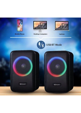Комп'ютерні колонки X20 Bluetooth, 20 W, USB, RGB light, Black Kisonli (382950565)