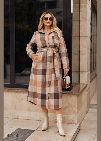 Коричнева повсякденний сукня в клітку Liton в клітинку