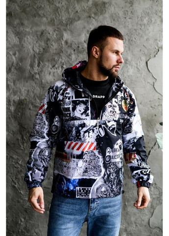 Комбинированная демисезонная анорак мужской не утепленный весна осень на стильной подкладке No Brand