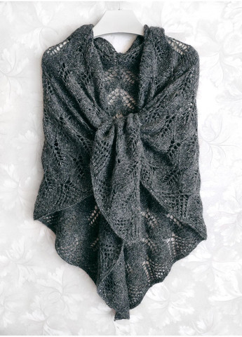 В'язана темно-сіра шаль ручної роботи з альпаки та твіду No Brand (367054791)