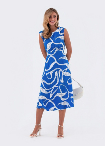 Блакитна сукня-міді блакитного кольору з принтом Dressa