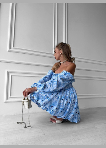 Блакитна повсякденний, кежуал жіноча сукня бебі долл Style Point з квітковим принтом