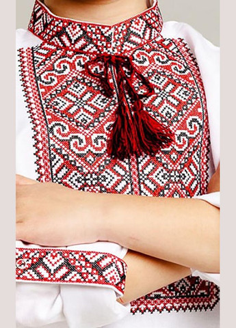 Біла вишиванка для хлопчика vishivano4ka 741-2+ візерунок геометричний льон (307061198)