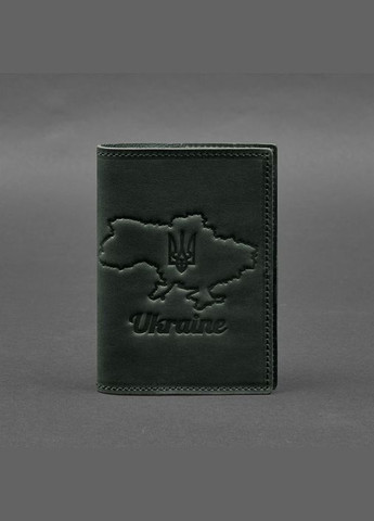 Кожаная обложка для паспорта с картой Украины зеленый Crazy Horse (A-028088) BlankNote (329186675)