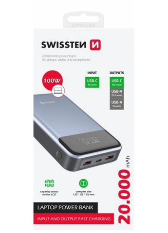 Портативная батарея Power Bank For Laptop 20000mAh 100W PD SWISSTEN (302212895)