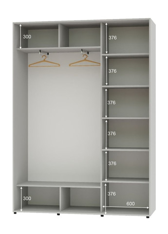 Шафа-купе дводверна 180*45*230 Сірий ДСП/Дзеркало Алекса (360478167)