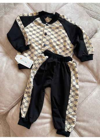 Чорний демісезонний дитячий з двунитки брючний No Brand костюм