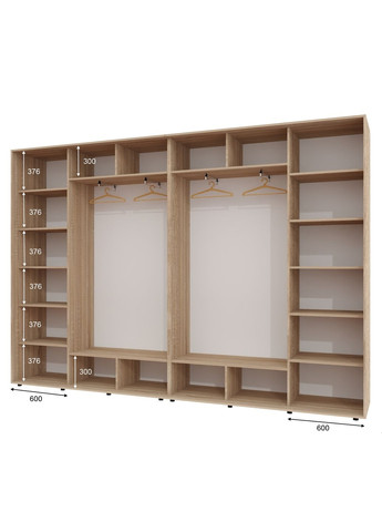 Шафа-купе чотиридверна 330*45*240 см Дуб Сонома 4 двері Дзеркало ШК-02 Алекса (360478498)