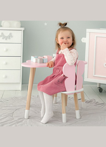 Стіл хмарка і стільчик метелик дитячий рожевий з білим сидінням. Столик для занять, ігор, їжі No Brand (361259110)