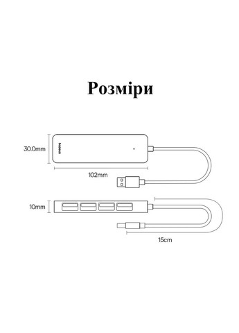 USB Хаб на 4 порти USB 3.0 Baseus (369623701)