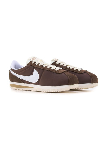 Кроссовки женские Nike No Brand Cortez Brown White коричневые демисезоны (331601341)