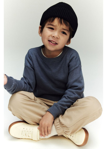 Серый демисезонный джемпер хлопковый вязаный для мальчика loose fit 1264734-005 H&M