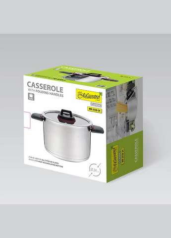 Кастрюля нержавеющая 240 мм x 5.8 л (MR3530-24) Maestro (316632166)