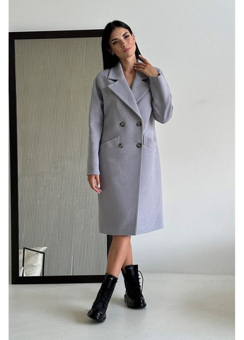 Сіре зимнє Пальто зимовий D22 двобортне CHICLY