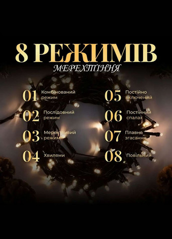 Гірлянда Нитка 180 LED довжина 16 метрів, жовтий GarlandoPro (316721900)