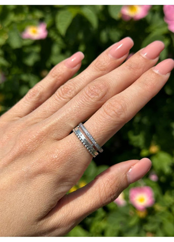 Серебряное кольцо Пандора с логотипом, паве и металлическими шариками 192312C01 Kabluchka (355346203)