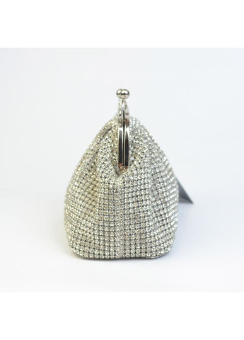 Серебристый маленький вечерний парадный клатч из камней на цепочке Alex&Mia (354182786)