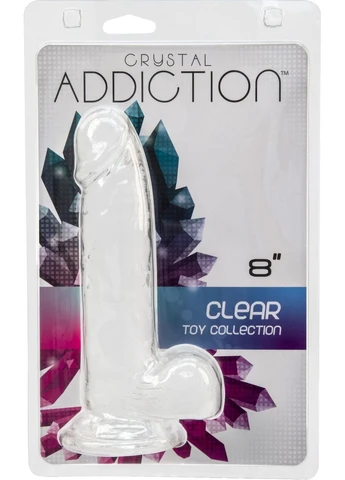 Прозрачный фаллоимитатор на присоске Clear Dildo with Balls 8″, виброшар в подарок ADDICTION (383088298)