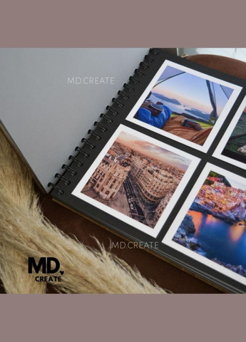 Фотоальбом OUR STORY з дерев'яною обкладинкою на пружині з чорними листами | Дерев'яний альбом для фото WOW DIY (304997304)