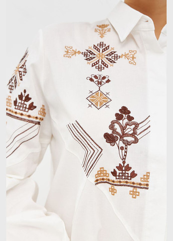 Біла сорочка жіноча патріотична з вишивкою біла mkrm4073-4 Modna KAZKA