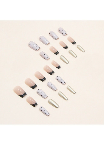 Накладні нігті з клеєм A764 Бежевий 24 шт (A9958) Nails (308864007)